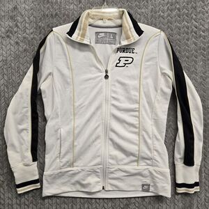 Nike Team Purdue University‎ Womens Track Jacket Large White Warmup Full-Zip